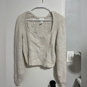 H&M cropped cream sweater